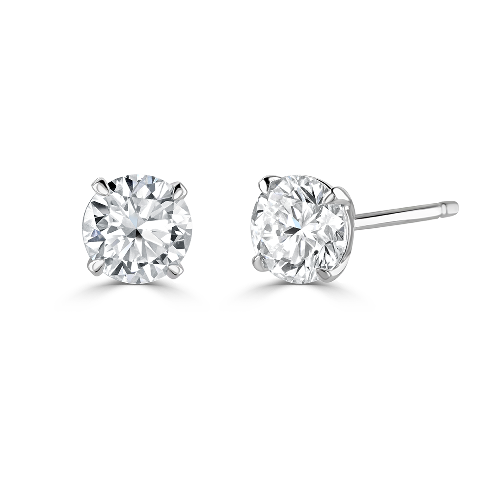 Diamond Stud Earrings in 18K White Gold